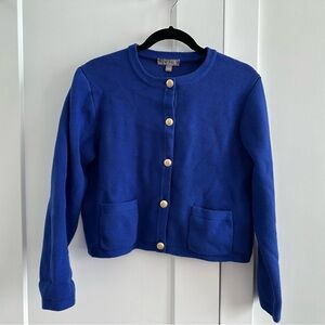 J. Crew Blue Emilie Lady Sweater Cardigan with Gold Buttons